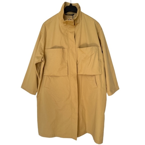 Zara Parka Large Pockets High Collar Color Straw Size XS/S - Picture 1 of 11